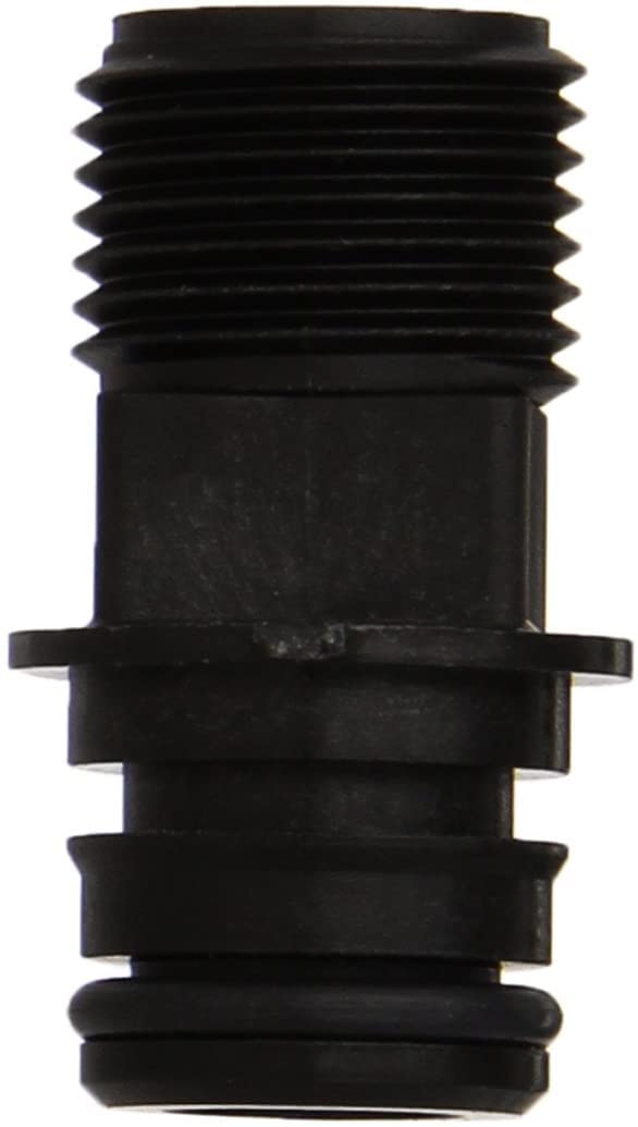 Flojet Electric Pump Fitting, Quad Port x 1/2"-14 Male, Straight, Black, Model 20381-000, Durable Plastic