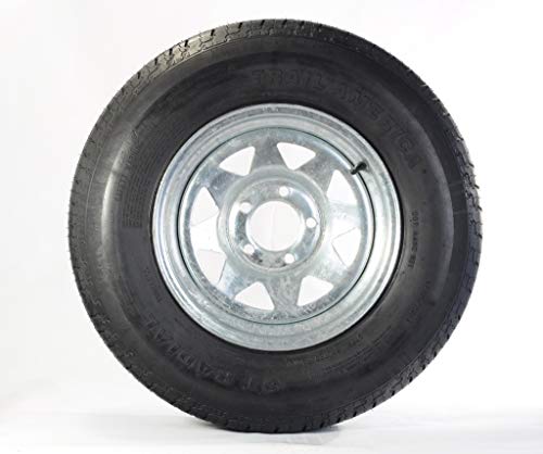 eCustomRim Trailer Tire On Rim ST175/80D13, 13" Silver Galvanized Spoke Wheel, 5 Bolt, Model 3S060