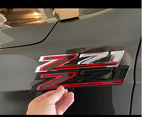 Yoaoo Z71 Emblems Side Decals Badges, 2-Pack, Black Red, Compatible with Silverado 2019-2024, Model CS202-2-Z71BKRE