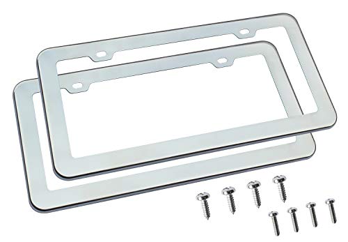 2PCs Creathome Stainless Steel License Plate Frames with Mirror Polish Color