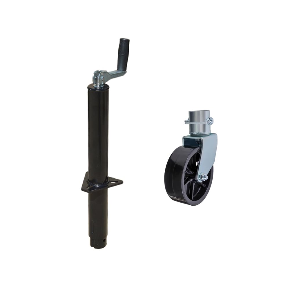 Bastion Distribution Top-Wind A-Frame Trailer Jack With A Single Caster Wheel | 1200Lb Capacity | 14 4/5'' Travel | Excellent Po