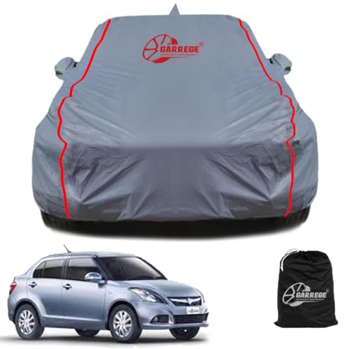 Garrege Maruti Dzire Old Waterproof Car Body Cover With Mirror And Anteena Packets 150 Gsm Grey Fabric With Piping Style All Wea