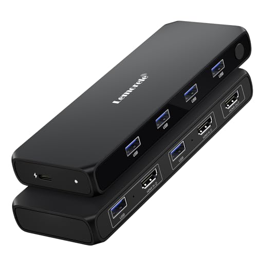 Lemorele Hdmi Kvm 4 Way Switch, 4K@30Hz Hdmi Usb Switch For 1 Monitor 2 Computers, Usb 3.0 Kvm Switches Sharing Keyboard, Video 