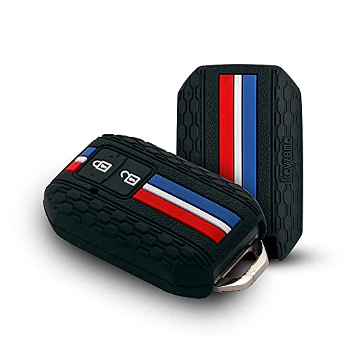 Keyzone Striped Silicone Key Cover Compatible For Glanza, Urban Cruiser Taisor, Rumion, Urban Cruiser Hyryder 2 Button Smart Key