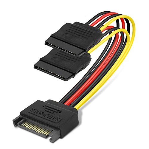 Riatech 15Cm 15 Pin Sata Power YSplitter Cable Sata Male To Dual Female Extension Cable For Hard Disk Drive Adapter Cable, Mult