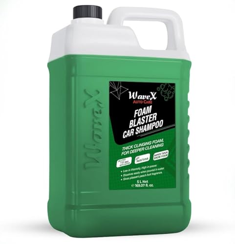 Wavex Foam Car Shampoo Concentrate 5Ltr Ph Neutral, Extreme Suds Snow White Foam, Highly Effective On Dust And Grime