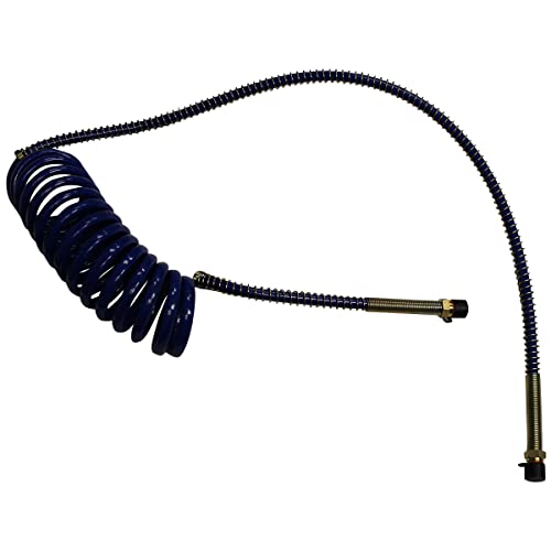 Barjan 15Ft Coiled Air Line With 12In And 40In Leads For Semi Truck 151213B40 Universal Coiled Air Brake Hoses With Leads-Blue