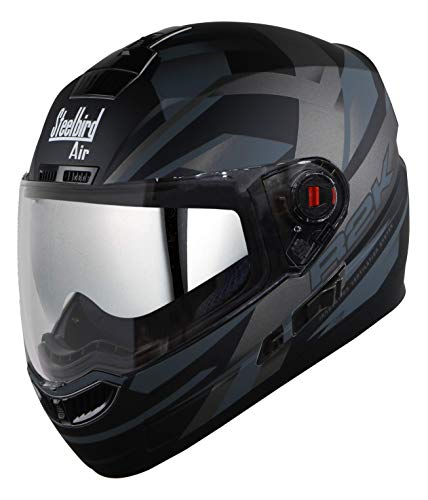 Steelbird Sba1 R2K Double Visor Full Face Graphics Abs Helmet, Inner Silver Sun Shield And Outer Clear Visor (Medium 580 Mm, Ma
