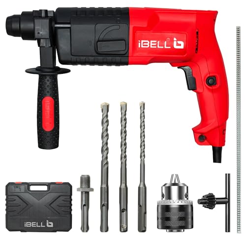 Ibell Rotary Hammer Drill Rh2023, 500W, Copper Armature, Sds Plus Chuck 20Mm, 850Rpm, Impact Rate 3900/Min, Energy 1.5J (Red)