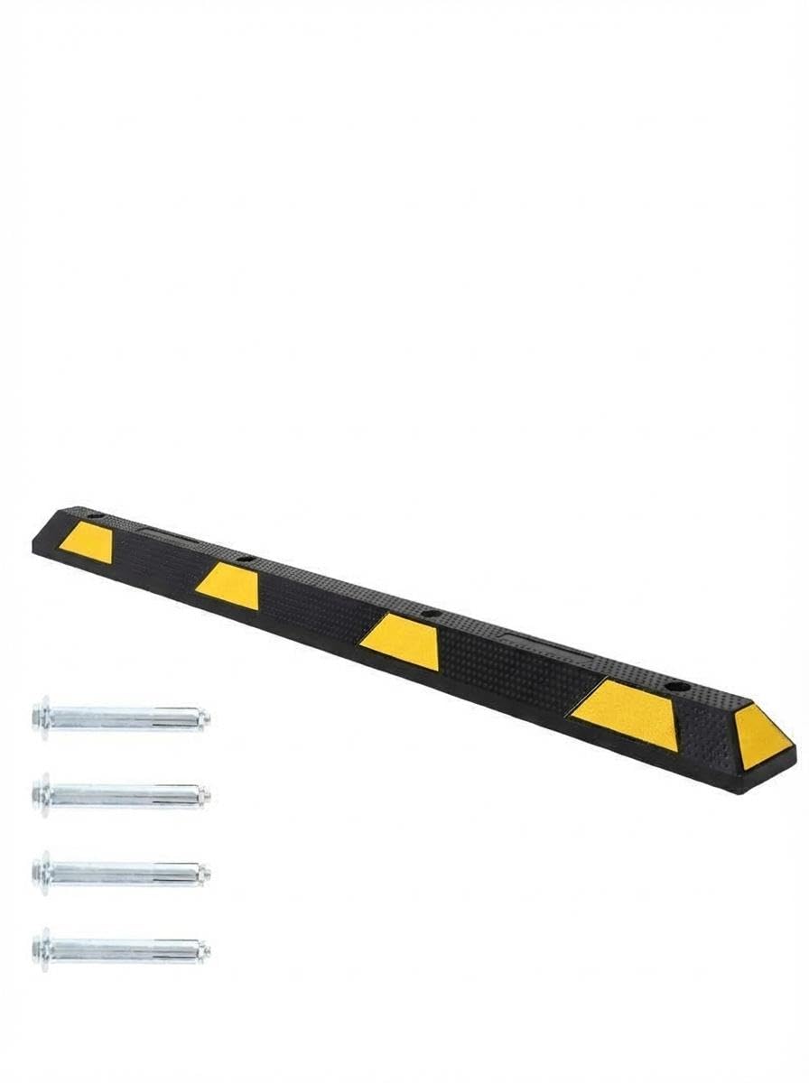 JoanKaren 72 in Heavy Duty Rubber Parking Curb, 55000 LB Capacity, 6 ft Garage Parking Stopper with Reflective Stripes, Car Whee