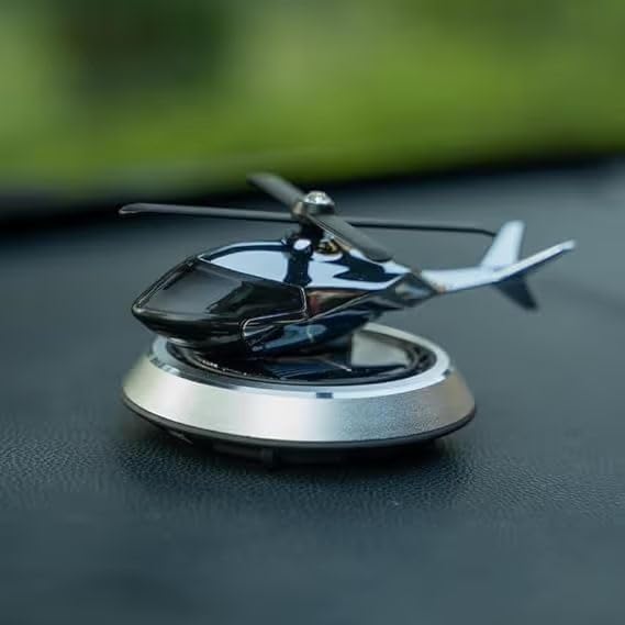 Suprovia Solar Powered Helicopter Car Dashboard Showpiece | Automatic Rotating Blades | Car Interior Decorative Accessory (Multi