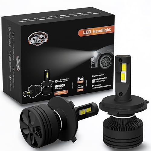 Privon Led Headlight Bulb For Car (White Led Headlight For Car, 6000K) With External Canbus Ballast Driver, 02 Years Replacement