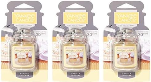Yankee Candle Car Air Fresheners, Vanilla Cupcake, 3 Count, Neutralizes Odors for Up to 30 Days, Beige