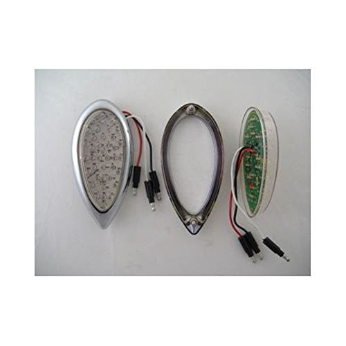 United Pacific Amber Led Tear Drop Running Park Turn Signal Lights/Clear Lens/Chrome Bezel