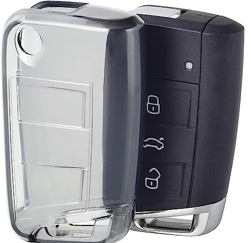 Jvcv Soft Tpu Transparent Cover Compatible With Skoda Kylaq Slavia Kushaq Taigun Tiguan Virtus Octavia Kodiaq Superb Folding Key