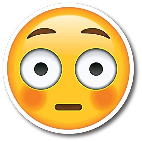 Magnet Me Up Wide Eyed Blush Emoticon Magnet Decal, 5 Inch Round, Cute Self-Expression Decorative Magnet For Car, Truck, Suv, Or