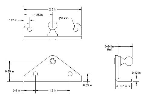 Angled Lift Support Bracket Inside Mount - Zinc Plated 10 Gauge Steel - 10Mm Ball Stud - Gas Strut Mounting Brackets - Gas Shock