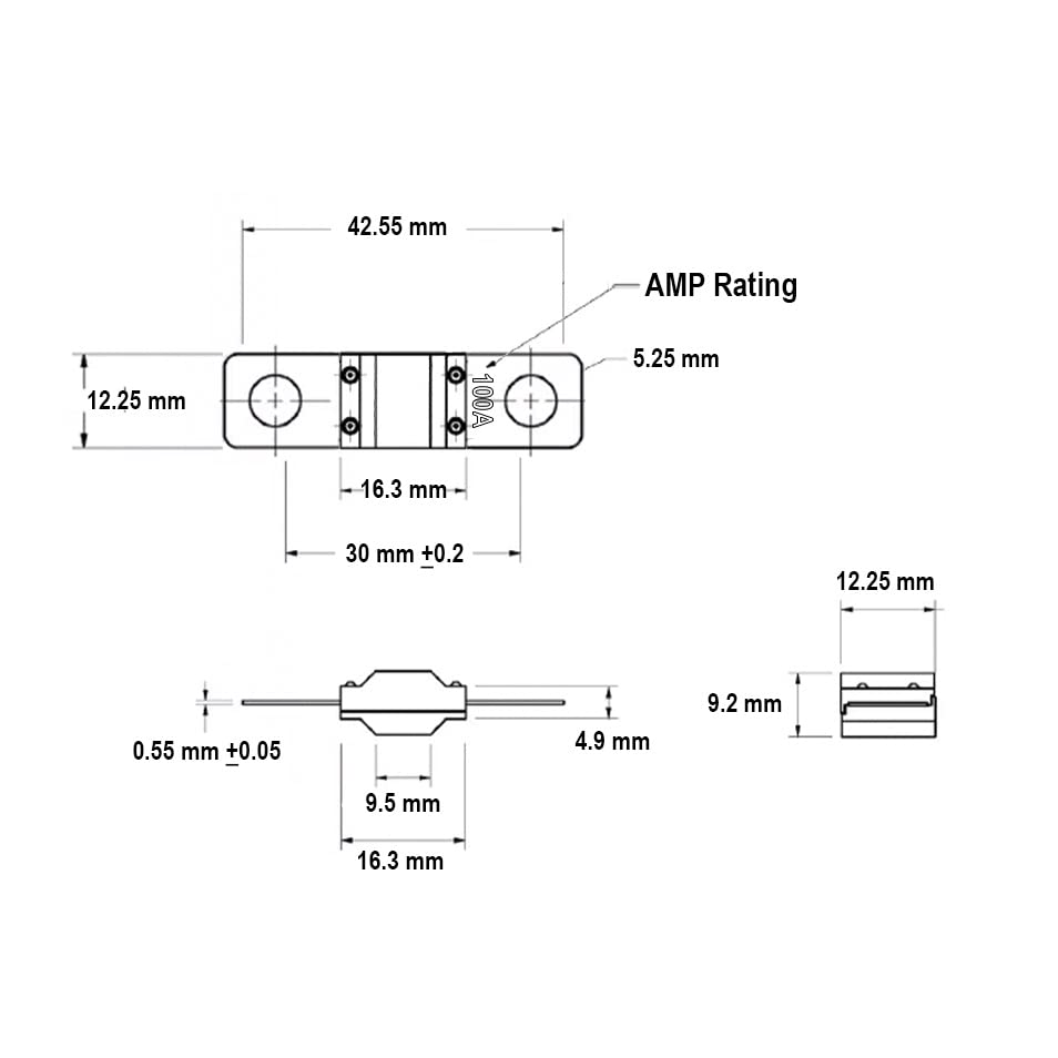 F.S.P Midi/Ami 125A 125 Amp, 32V Fuse For Automotive Marine Audio Video System Electronics Bolt On 2 Pack (125 Amp), Multicolore