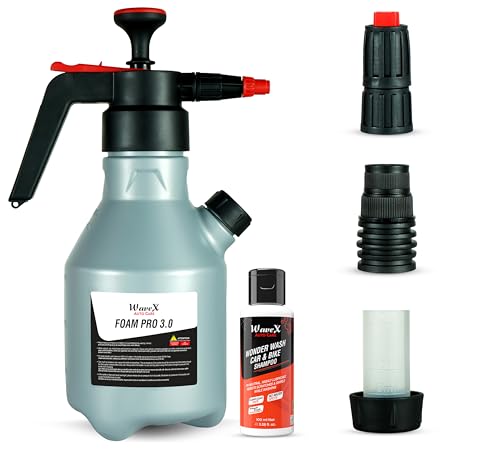 Wavex Foam Sprayer For Car & Bike  Foam Pro 3.0 With Additional Cap, 3 Nozzles, Free Shampoo, Portable Car Wash, No Electricity 
