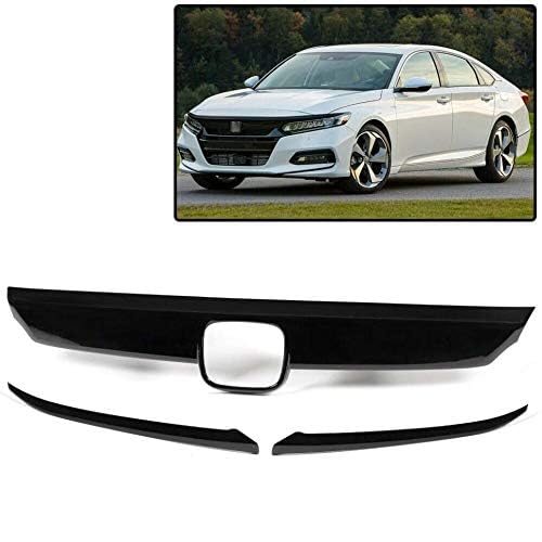 PIT66 Front Grille & Eyelid Cover Set for 2018-2020 Honda Accord, Black Plastic, 3pcs