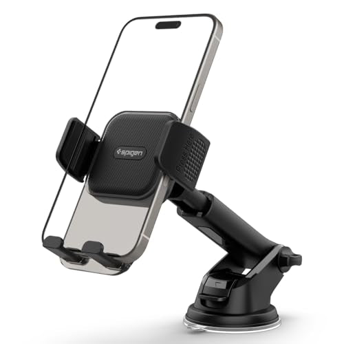 Spigen Dashboard & Windshield Car Mobile Holder [Strong Suction Cup][360 Rotational][Stable Hold] Compatible With Most Smartphon