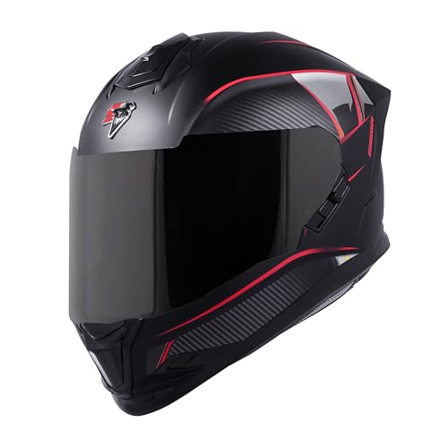 Steelbird Sbh57 Carbon Fighter Isi And Dot Certified Full Face Helmet For Men And Women With Inner Chrome Sun Shield (Medium 58
