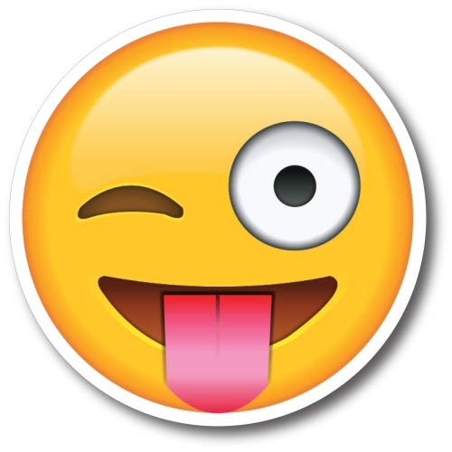 Magnet Me Up Wink Tongue Out Emoticon Magnet Decal, 5 Inch Round, Cute Self-Expression Decorative Magnet For Car, Truck, Suv, Or