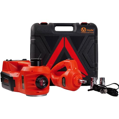 Voltz Ty155Hjs5 Electric Hydraulic Jack 5T With Wrench & Inflation Car Repair Tool Kit 4 In 1 Set, Orange