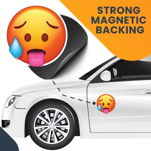 Magnet Me Up Hot Emoticon Magnet Decal - 5" Round Vinyl Car Magnet for Self-Expression - Cute Design, Durable for Any Magnetic Surface