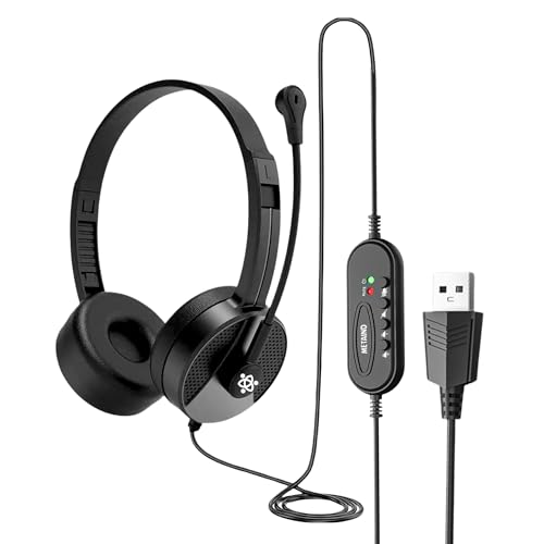 Metaind Wired Usb Headphone With Noise Cancelling Mic | Perfect For Skype, Zoom Calls & Call Center Headset For Pc & Laptop | Mo