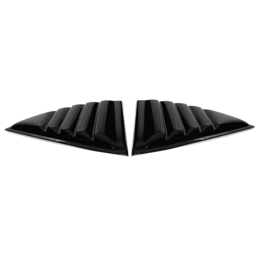 Ikon Motorsports, Side Window Louver Compatible With 2010-2015 Chevy Camaro Coupe, Carbon Fiber Print Sun Shade Cover Windshield Scoop Pair, 2011 2012 2013 2014
