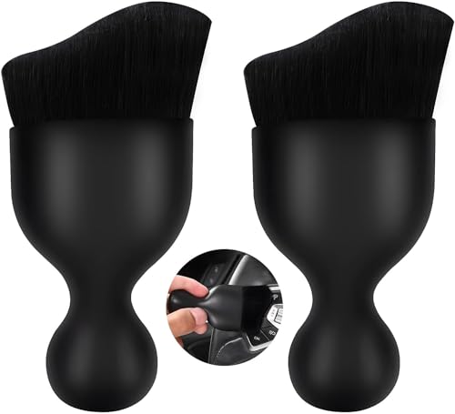 Jicoot 2Pcs Multipurpose Car Interior Ac Vent Dashboard Dust Dirt Cleaner Cleaning Brush For Car Interior Pc Laptop Keyboard Ele
