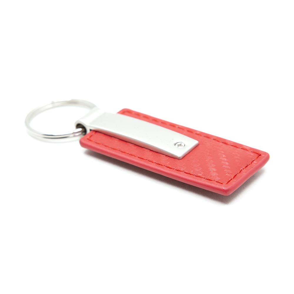 Au-Tomotive Gold Carbon Fiber Rectangular Leather Key Chain For Honda (Red)