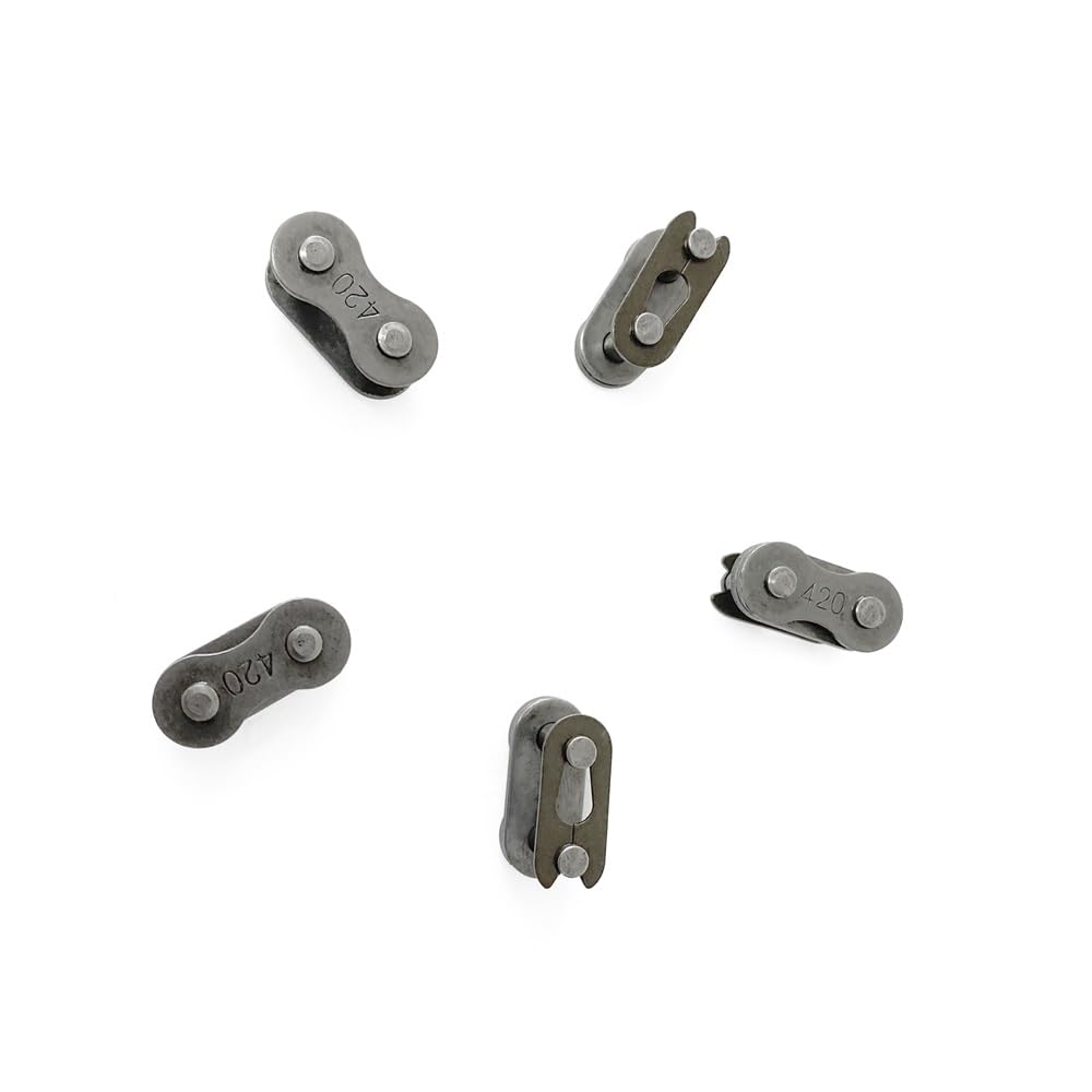 AZSSMUK 420 Motorcycle Chain Carbon Steel Material + 5 Connecting Links,420 Standard Roller Chain for 110cc 125cc Dirt Pit Bike