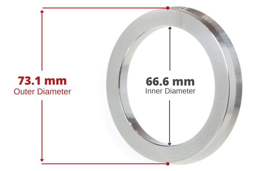 Circuit Performance 73.1Mm Od To 66.6Mm Id Silver Aluminum Hub Centric Rings Compatible With Audi A3 A4 A5 A7, Bmw 5 7 Series X3
