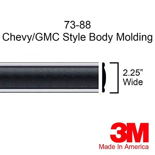 Automotive Authority Black Side Body Trim Molding for 1973-1987 Chevy GMC Pickup Trucks - 2.25" Wide, Quarter Roll - 80"