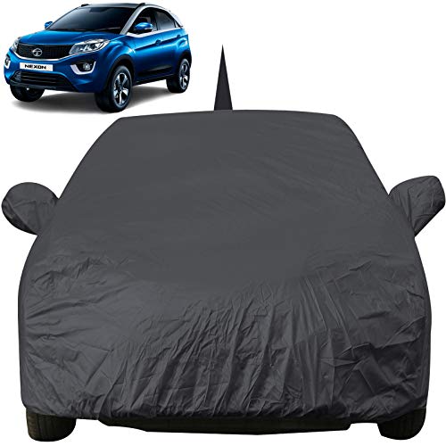 Nexon Dustproof Car Cover With Mirror & Antenna Pockets, Grey Color, Taffeta Polyster,Triple Stitched, Compatible With Tata Nexo