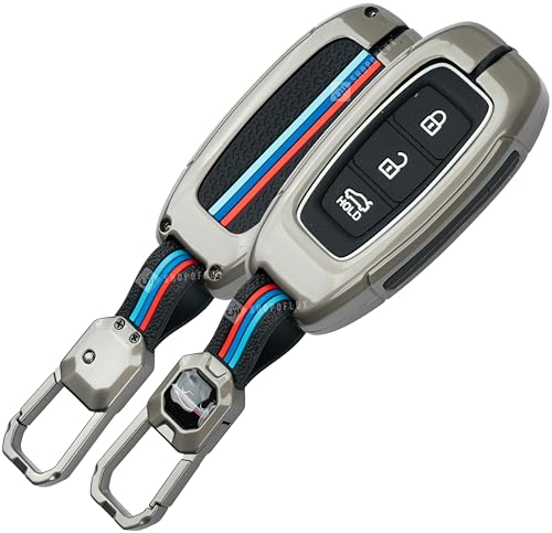 Shopoflux Metal Key Cover Compatible With Hyundai Verna | Kona | I20 3 Button Smart Key