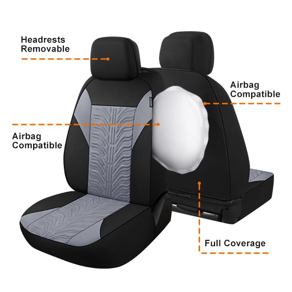 CAROMOP Car Seat Covers Front Set, Washable and Breathable Premium Cloth Seat Covers for Cars, Universal Fit for Most Car Interi