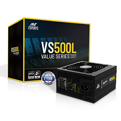 Ant Esports Vs500L Nonmodular High Efficiency Gaming Power Supply/Psu With 1 X Pcie And 120Mm Silent Fan