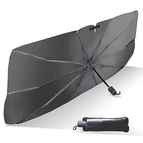 FICTIOUS car Windshield Sun Shade Protector Foldable Car Shades for Windows, 3 Layers UV Block Umbrella, Car Front Window Heat 