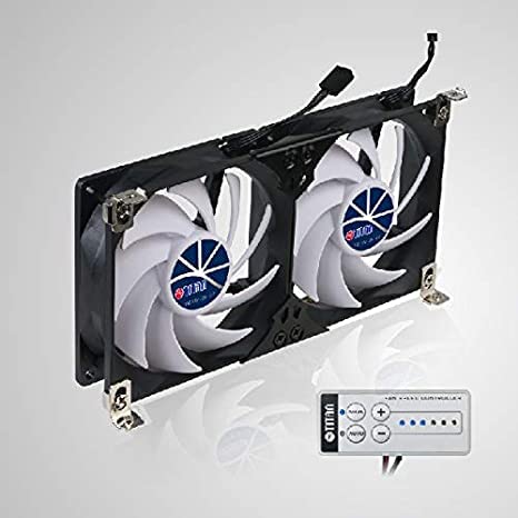 TITAN- 12V DC Double Rack Mount Ventilation Cooling Fan for Fridge Vent and Ventilation Grille with Speed Controller (140mm)