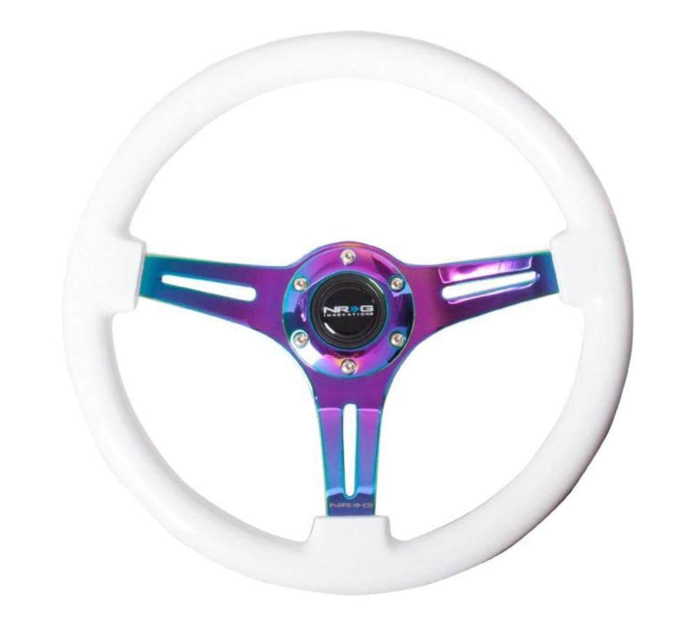 NRG Innovations ST-015MC-WT Classic Wood Grain Wheel (350mm 3 Neochrome spokes - White Paint Grip)