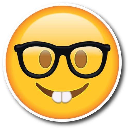 Magnet Me Up Nerd Face Emoticon Magnet Decal, 5 Inch Round, Cute Self-Expression Decorative Magnet For Car, Truck, Suv, Or Any O