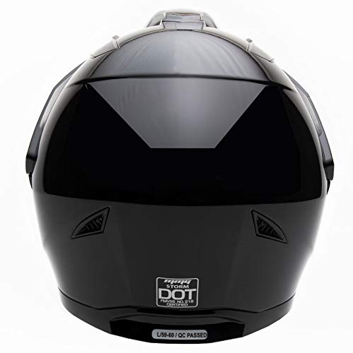 Mmg Helmet Dual Sport Off Road Motorcycle Dirt Bike Atv - Flipup Visor - Model 23 (Black Gloss, Medium)
