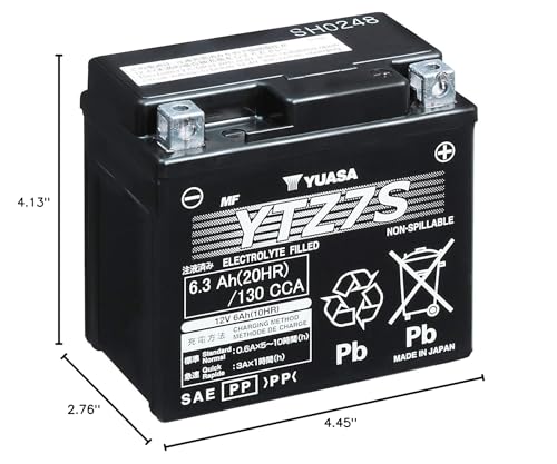 Yuasa YTZ7S AGM Battery - High Performance, Factory Activated, Black, Model YU-YTZ7S(WC)