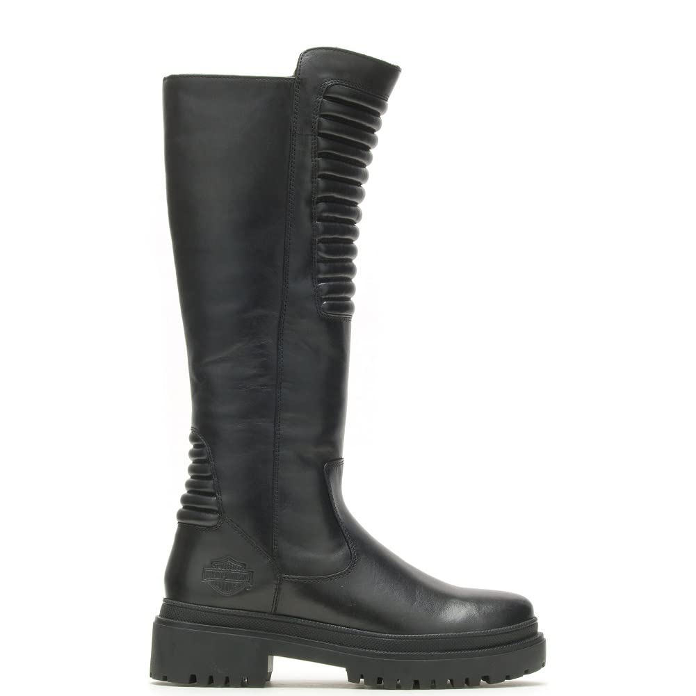 Harley-Davidson Women's Kamton Motorcycle Boots, Leather, Black, Size 8.5, Model D87216