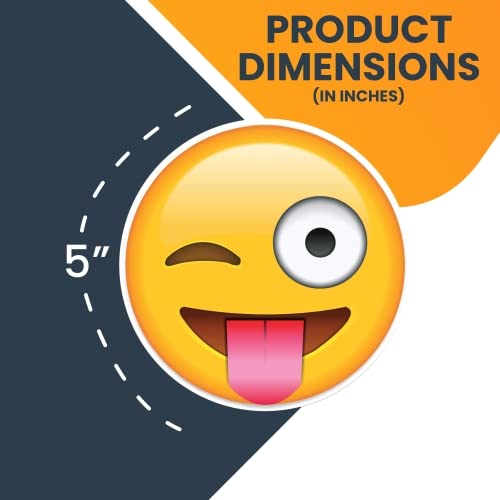 Magnet Me Up Emoticon Magnet Decal, 5" Round, Vinyl, Wink Tongue, Cute Decorative Magnet for Cars, Trucks, SUVs, & More