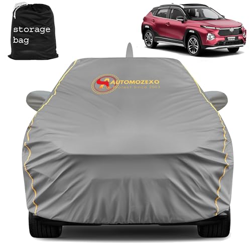 Automozexo Toyota Taisor Car Cover For All Weather Protection With Mirror & Antena Pocket Inner Cotton Layer Triple Stitched Wat