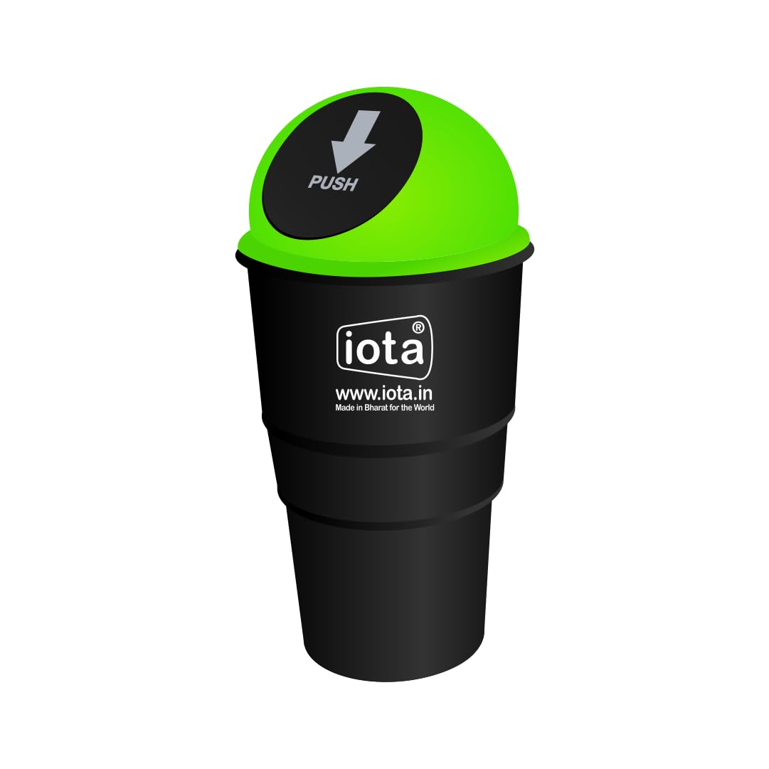 Iota Odor Proof Mini Trash Can Portable | PressTop Dustbin For Car | Home | Kitchen | Office Desk & Multipurpose Use | Sleek Pl